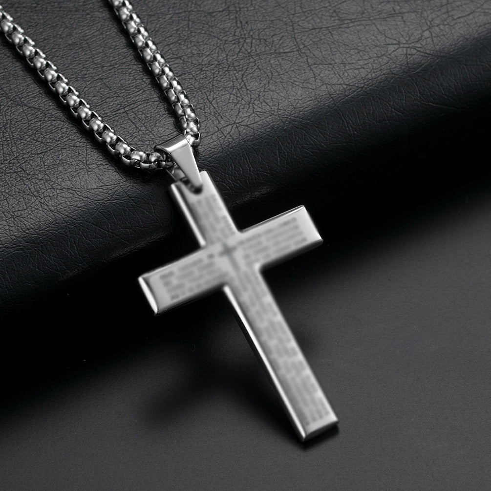 European and American Style Titanium Steel Cross Necklace for Men