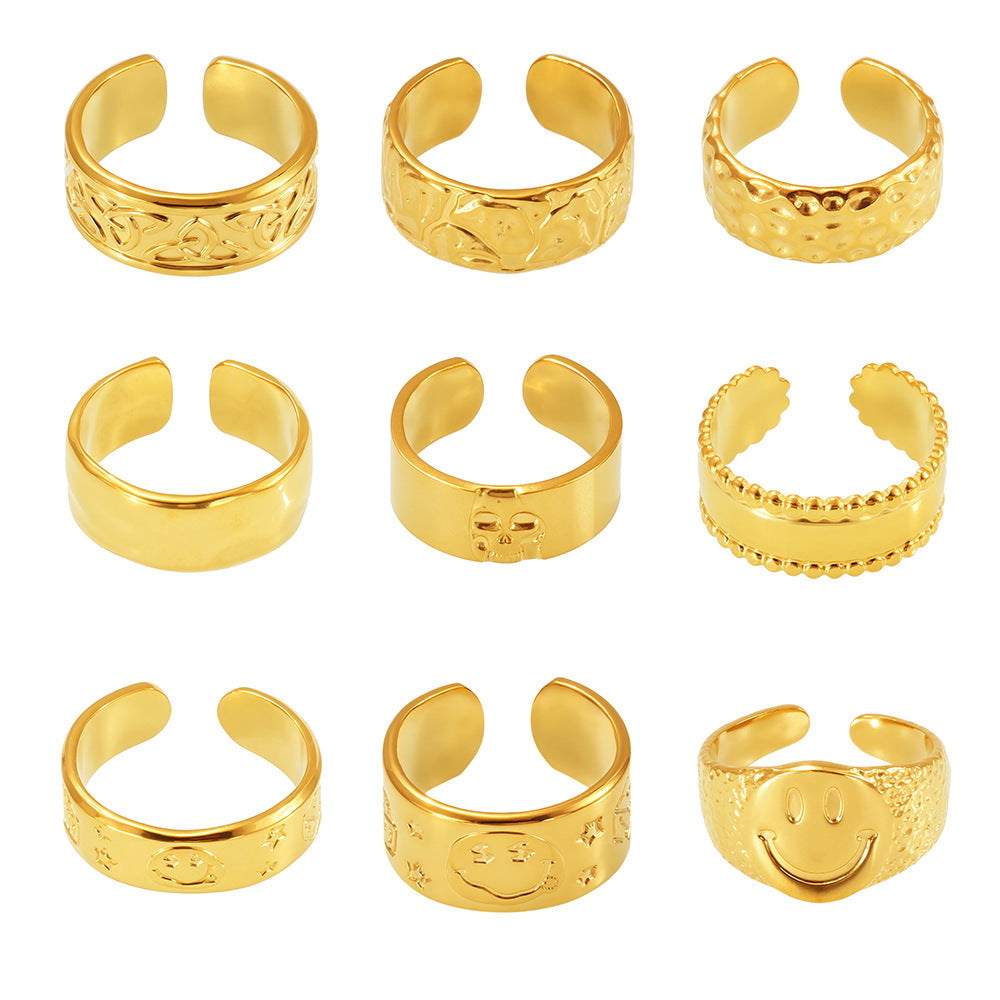 Planderful Open Ring Stainless Steel Ring Unisex Colorfast