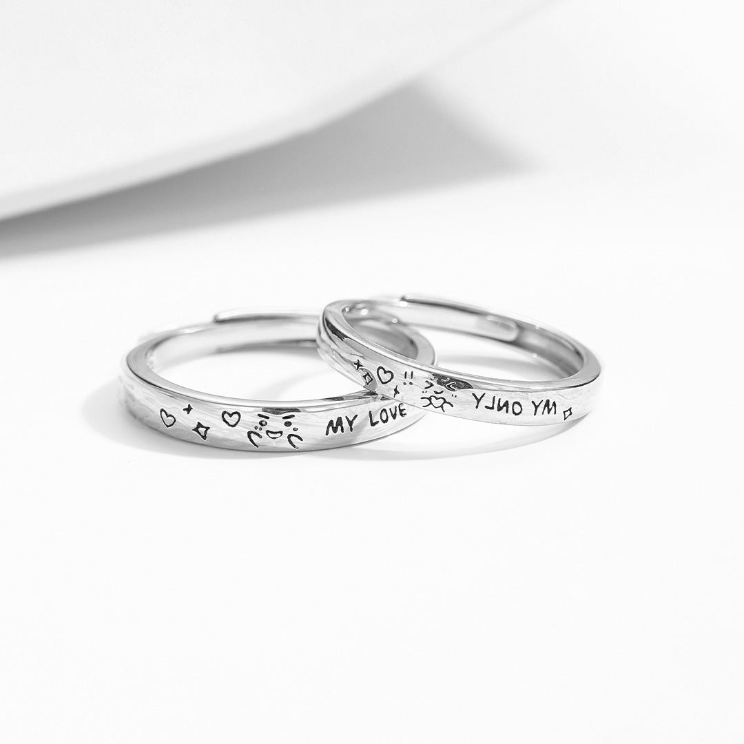 Cartoon Expression S925 Sterling Silver Women's Ring