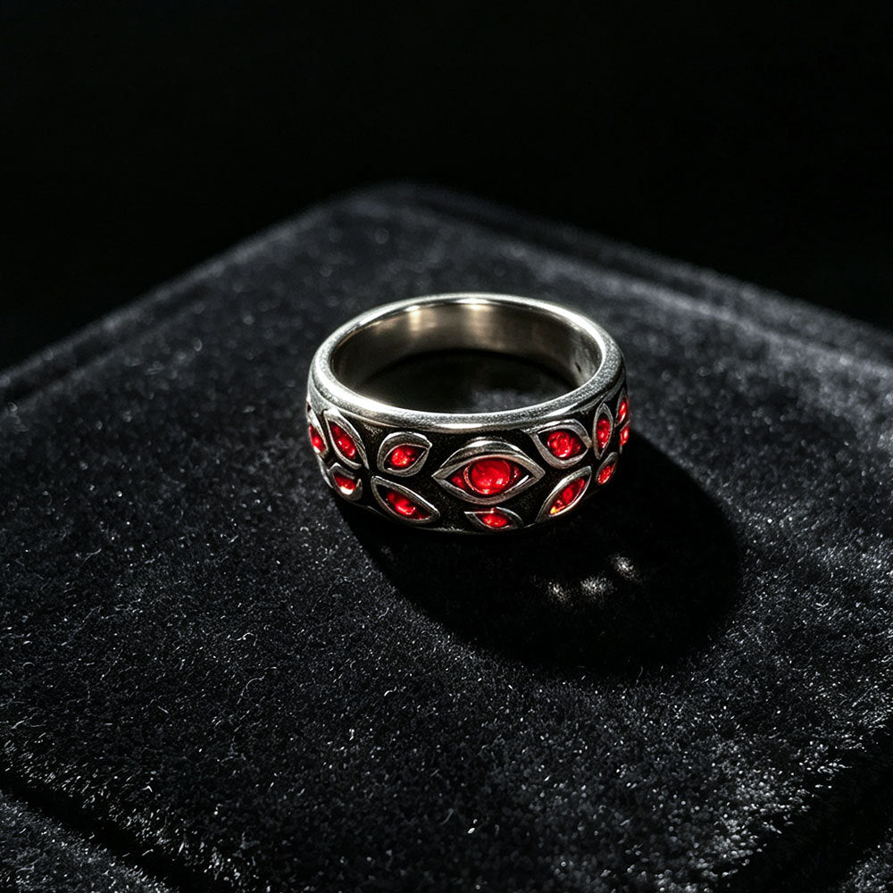 Wanfa Demon Eyes Titanium Steel Does Not Fade Inlaid Rhinestone Men's Ring Oriental Ring
