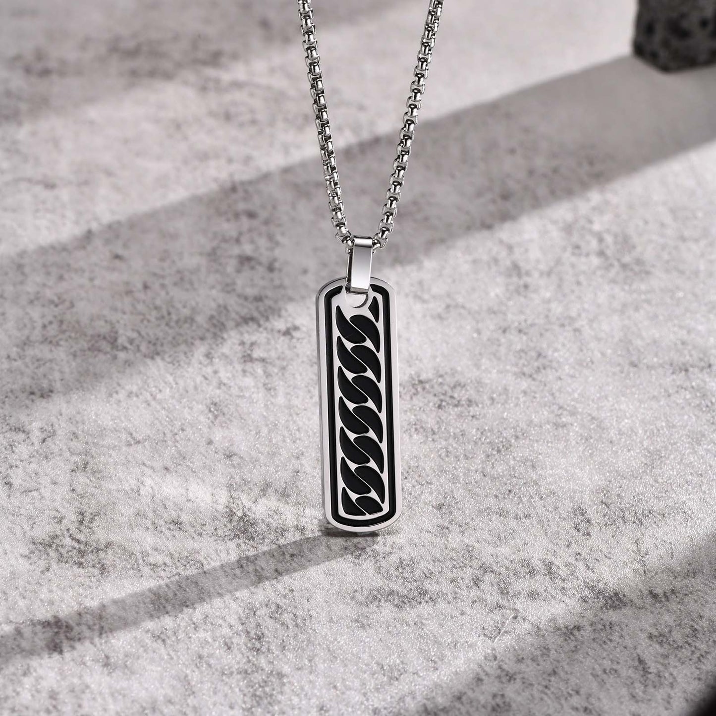 Stainless Steel Chain Pattern Pendant Necklace for Men