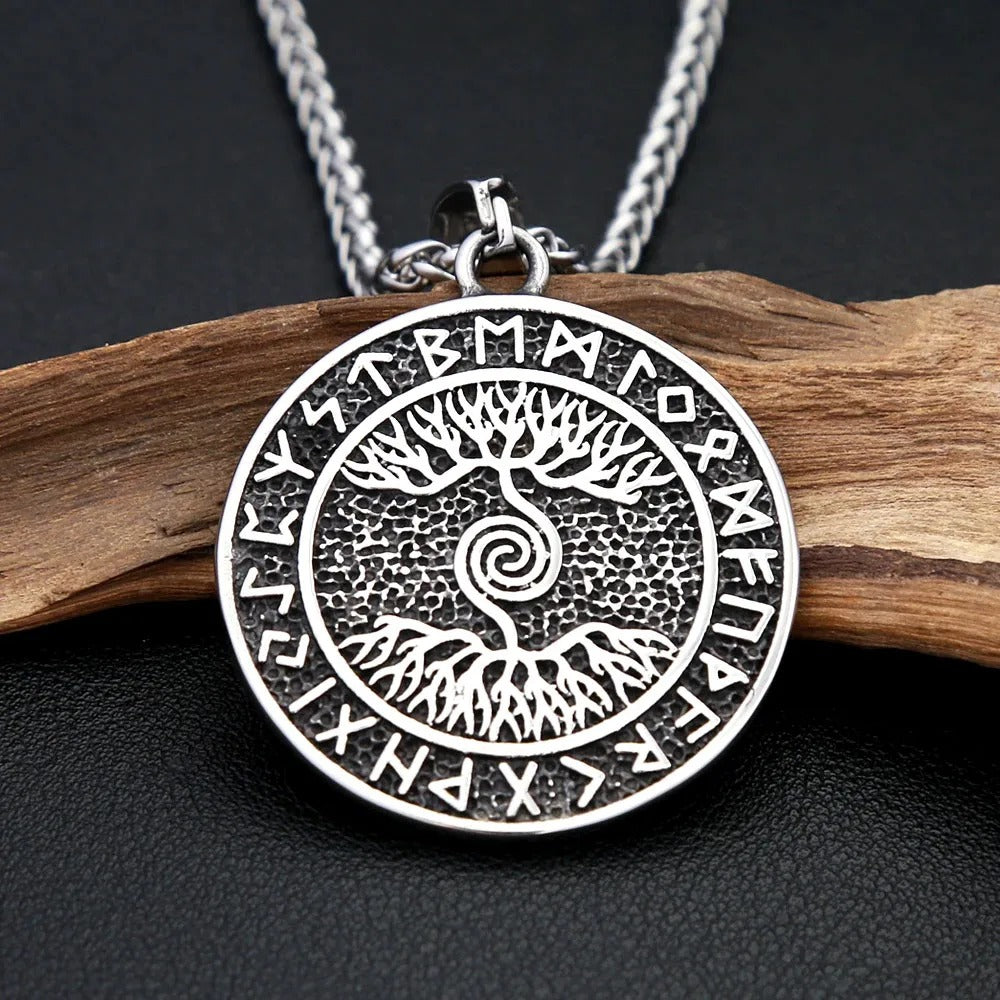 Vintage Tree of Life Viking Stainless Steel Men's Pendant Necklace