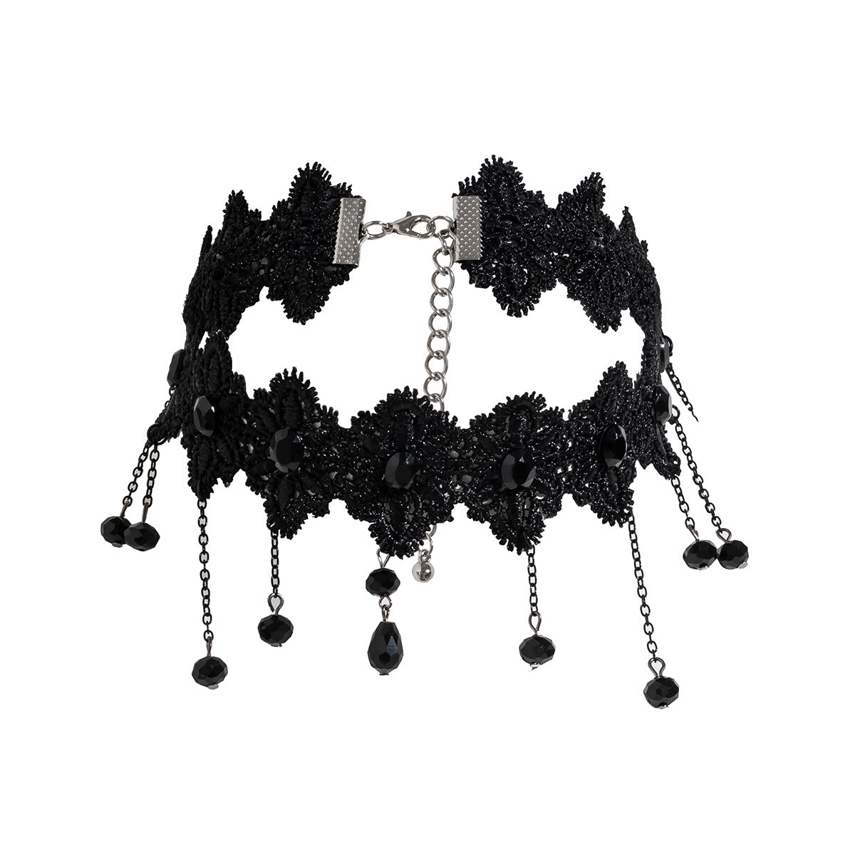 Gothic Lolita Necklace with Tassel Detail and Lace Collar