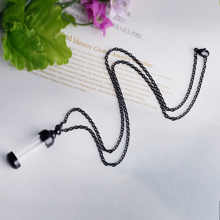 Planderful Stainless Steel Glass Pendant Perfume Bottle Necklace Openable For Unisex Everyday Fragrance