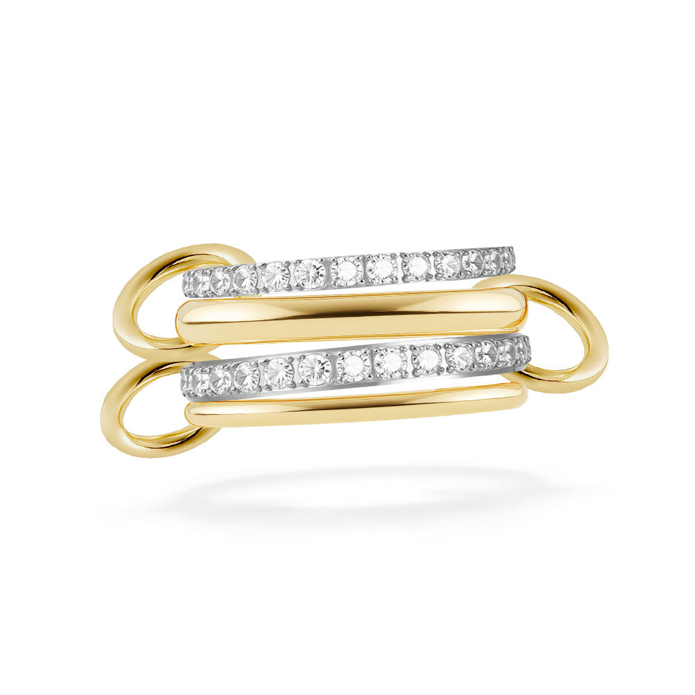 Planderful Four Layer Stacking Ring With Zircon Inlays Personalized Design For Women Titanium Steel Luxury