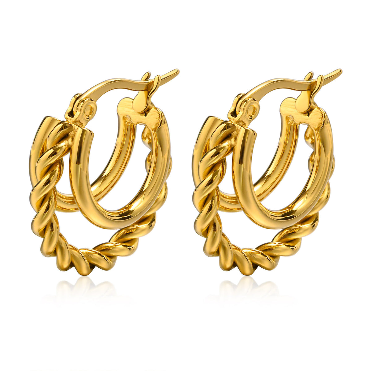 Gold-Tone Twisted Rope Hoop Earrings