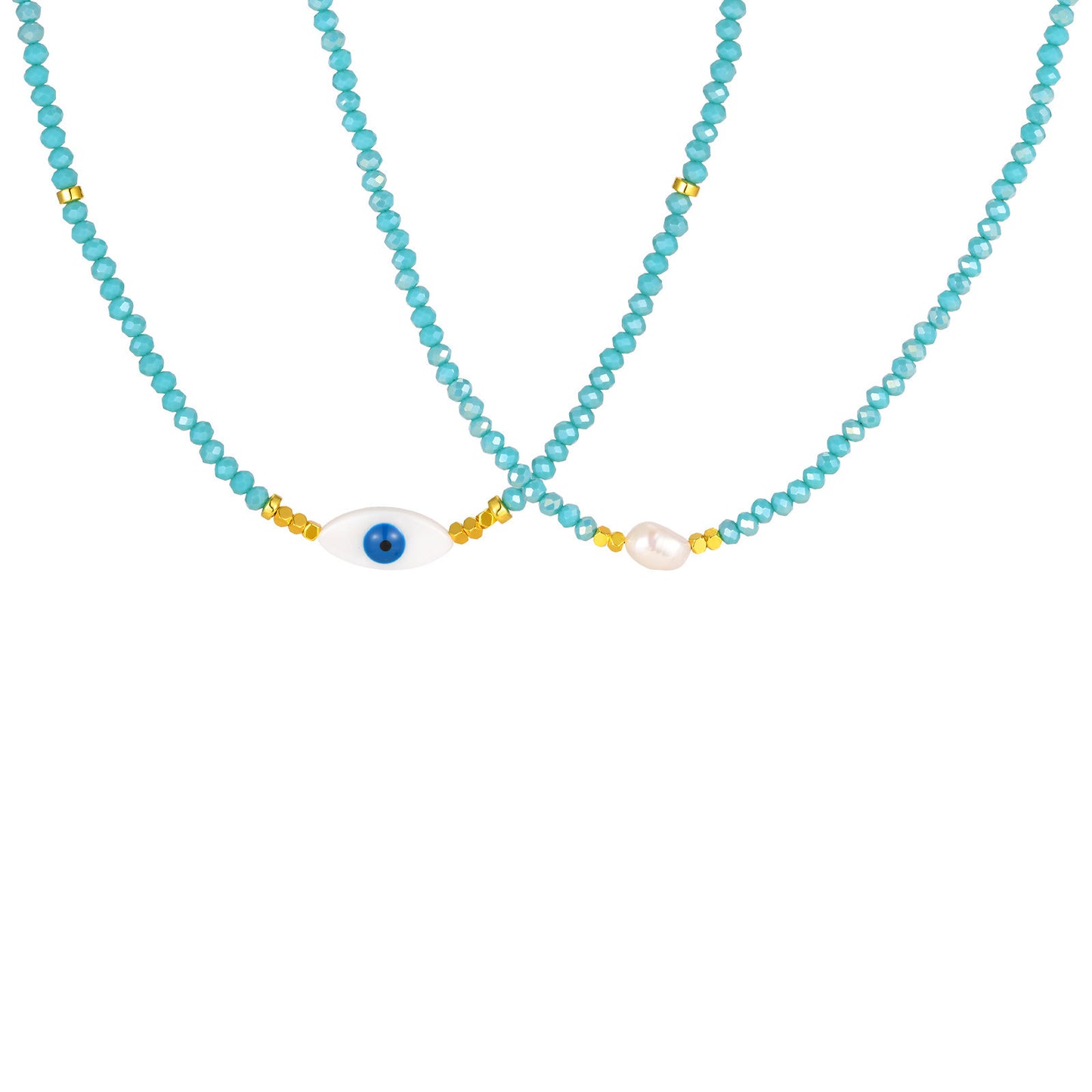Alloy Devil's Eye Crystal Beaded Women's Beaded Collarbone Chain Necklace