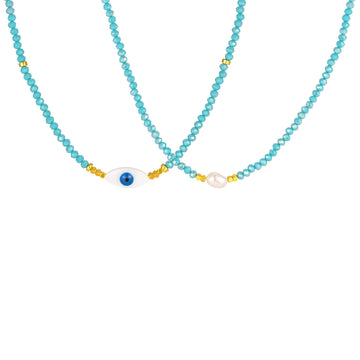 European and American trendy alloy devil's eye crystal beaded women's niche light luxury beaded collarbone chain