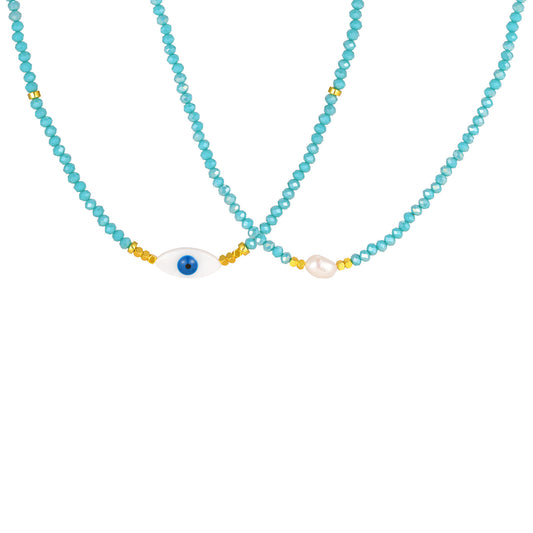 Alloy Devil's Eye Crystal Beaded Women's Beaded Collarbone Chain Necklace