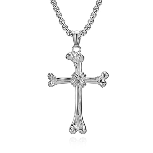 Amazon Titanium Steel Bone Cross Necklace for Men Wholesale