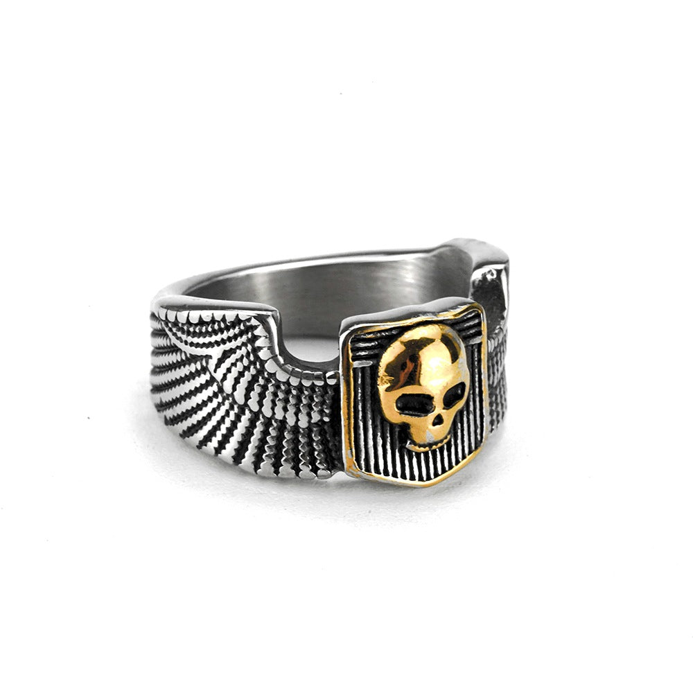 European And American Jewelry Wholesale Men's Titanium Steel Ring Retro Punk Skull Ring Non-Rusty And Non-Allergic