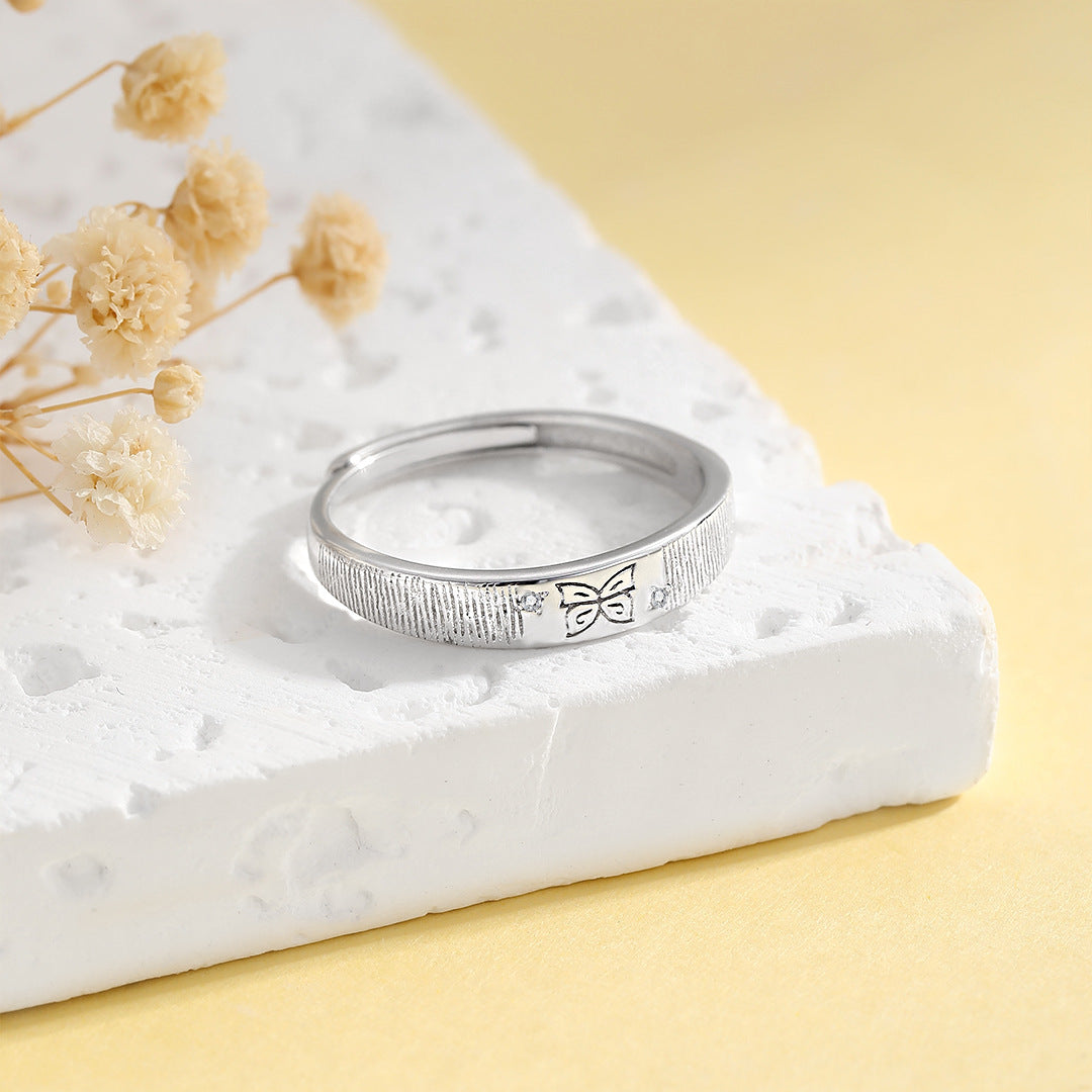 Planderful S925 Sterling Adjustable Butterfly Ring For Women