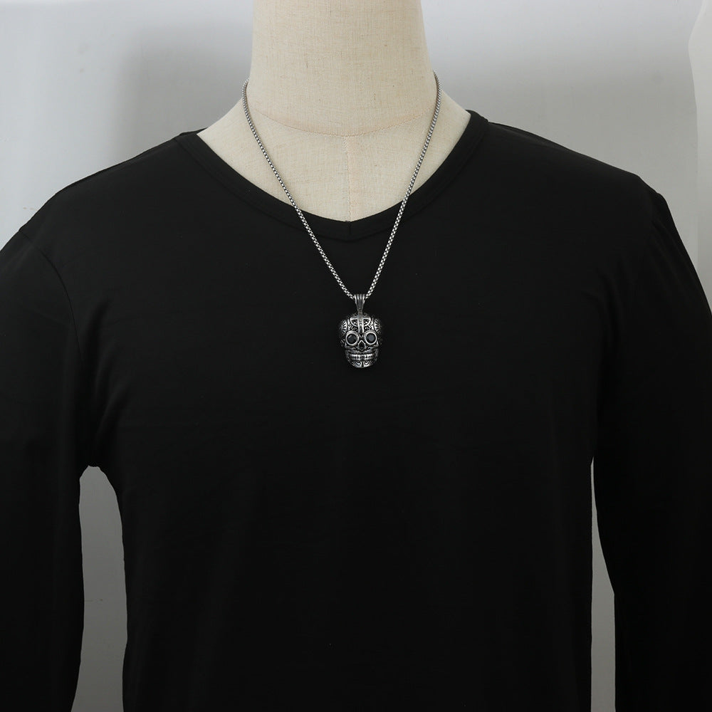 European And American Stainless Steel Skull Pendant Necklace