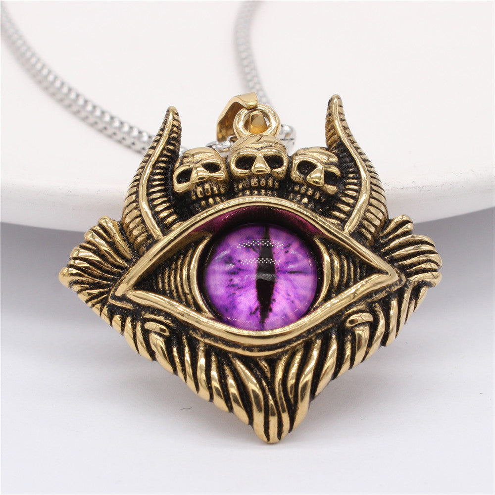 Titanium Steel Pendant Unisex Retro Protective Symbols Devils Eye Bulls Eye Planderful