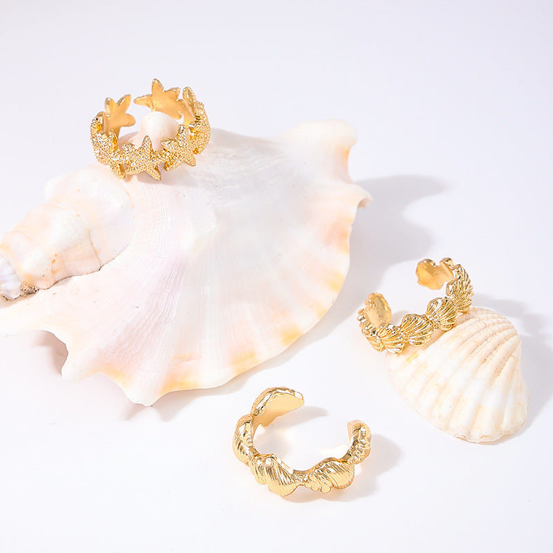 Stylish Ocean Element Shell Open Ring for Beach Lovers