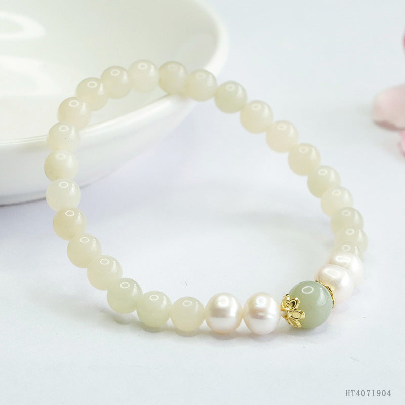 Qingshui Hetian Jade & Freshwater Pearl Bracelet