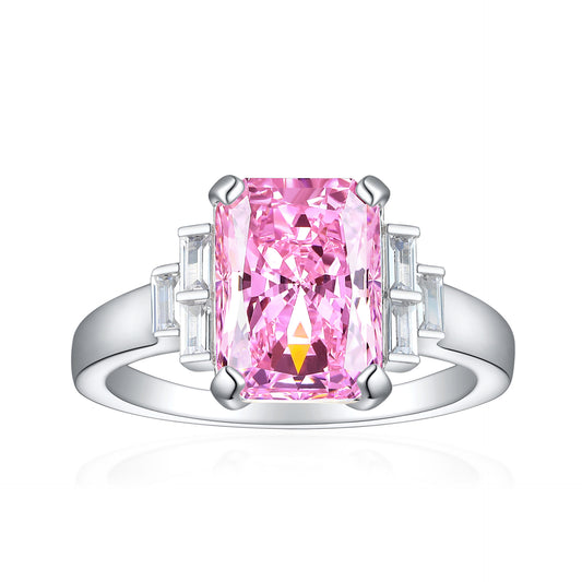 High-End 925 Sterling Silver Flame Ice Flower Cut Zircon Ring