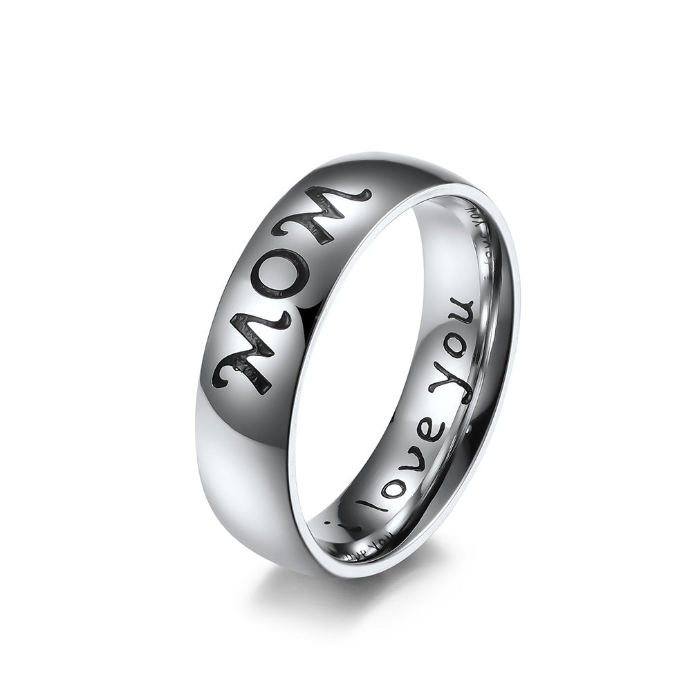 Amazon Supply 6mm Laser MOM I Love You Stainless Steel Ring