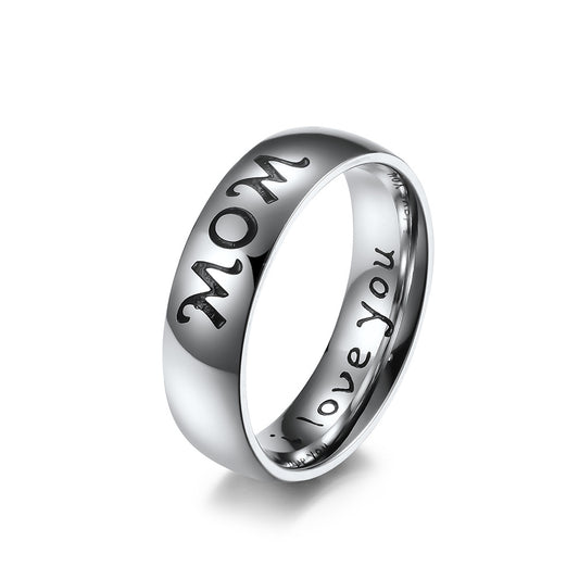 Amazon Supply 6mm Laser MOM I Love You Stainless Steel Ring