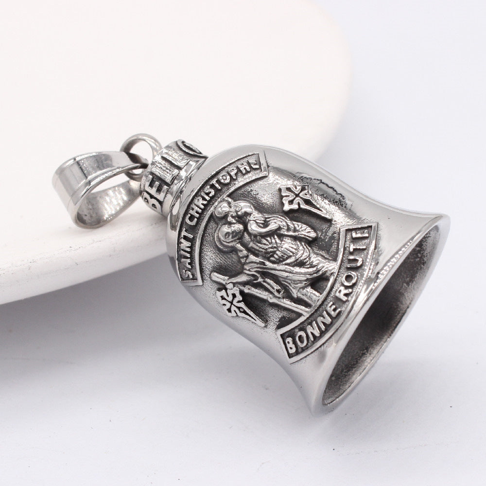 Planderful Vintage Christmas Bell Pendant Nordic Cross Durable Titanium Steel Unisex Jewelry For Trendsetters