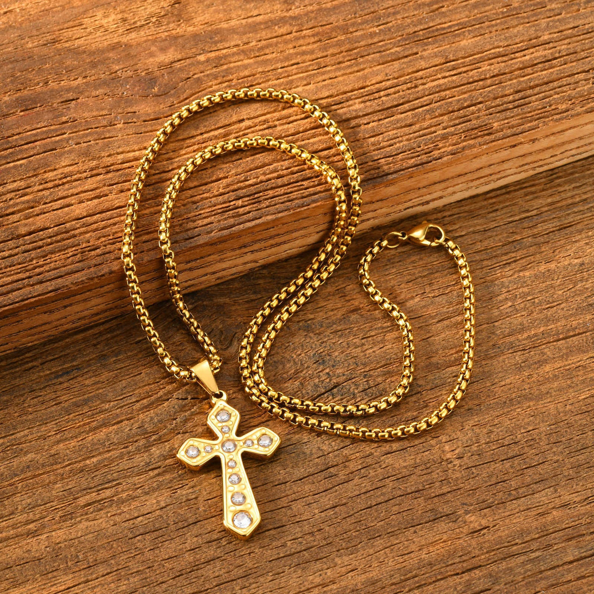 Cross Zircon Vintage Stainless Steel Pendant