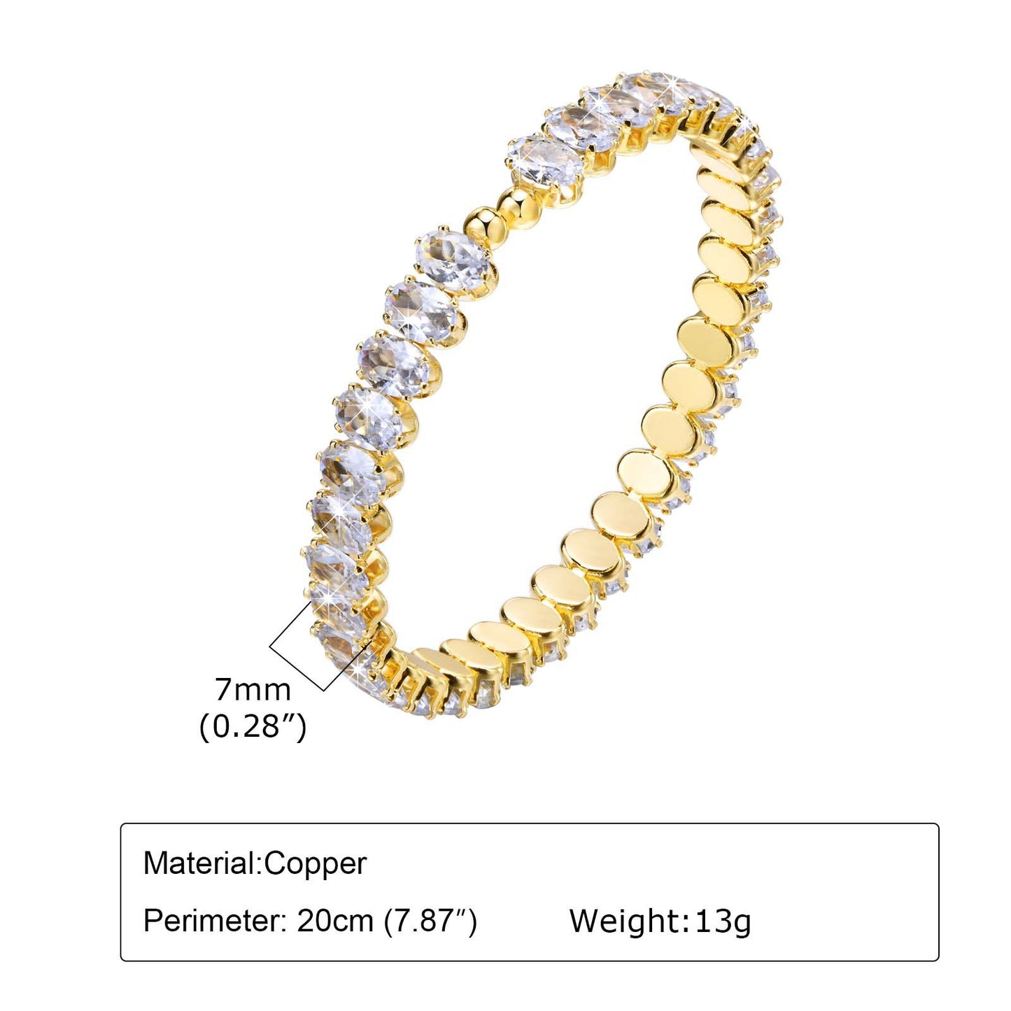 Openable Bracelet Female Gold Copper Colored Oval Zircon Jewelry Wholesale
