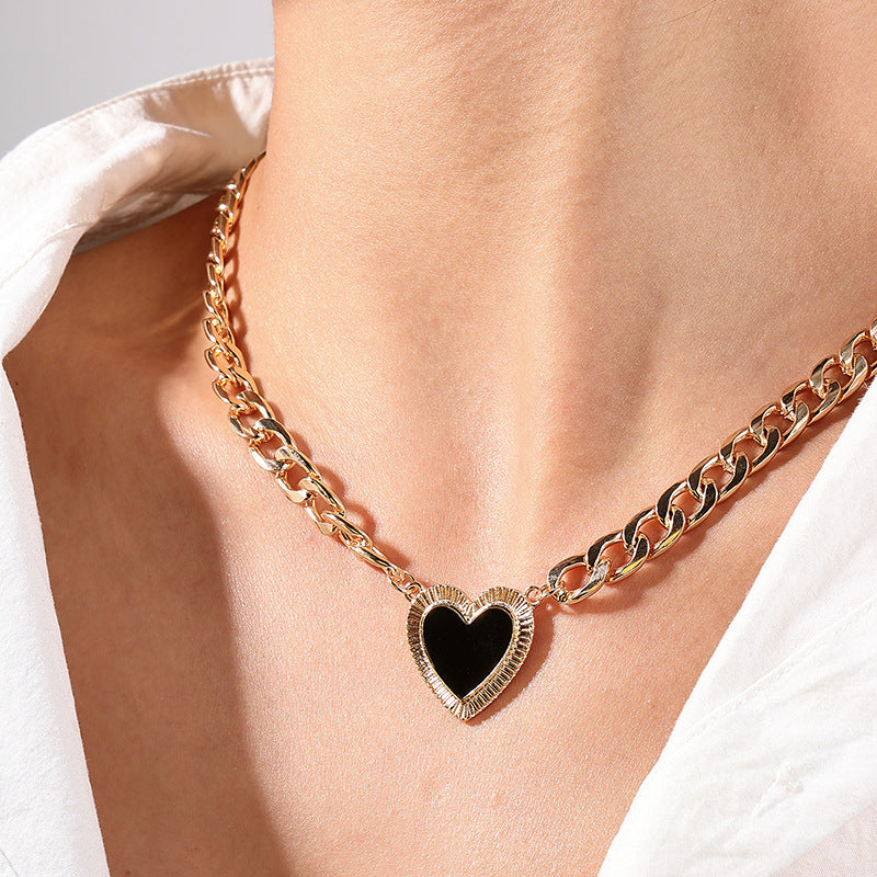 European and American Heart-Shaped Earrings Set with Stylish Metal Necklaces and Accessories