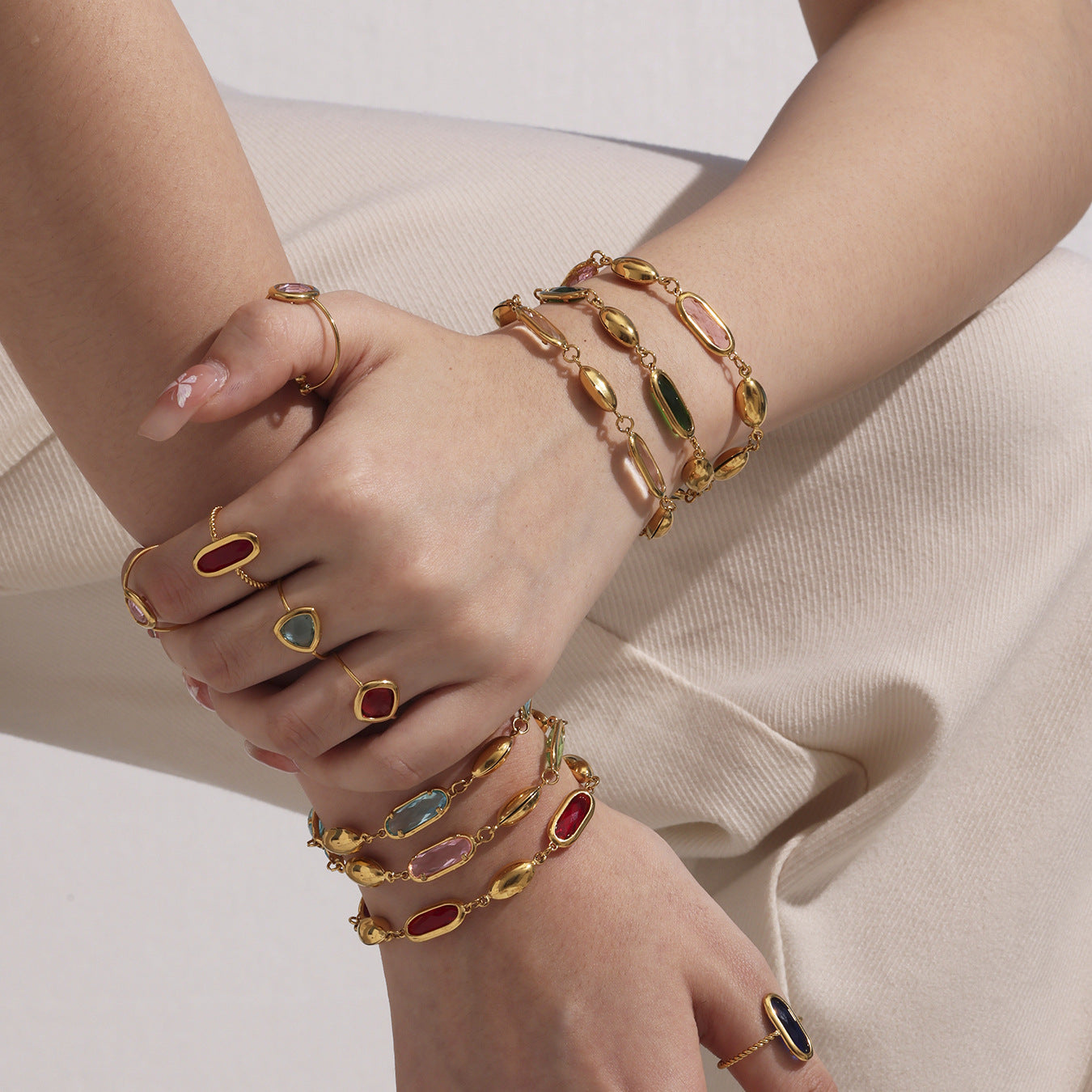 Planderful Oval Czech Glass Stone Bracelet Premium For Women