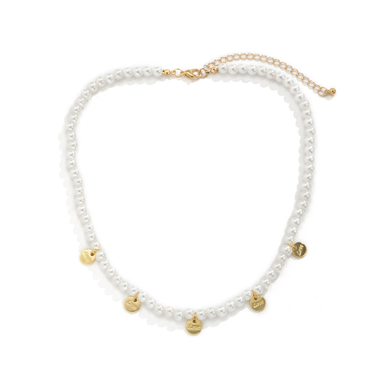 Planderful Vienna Verve Letter Pendant Necklace For Women Imitation Pearl Fringed Chic Statement