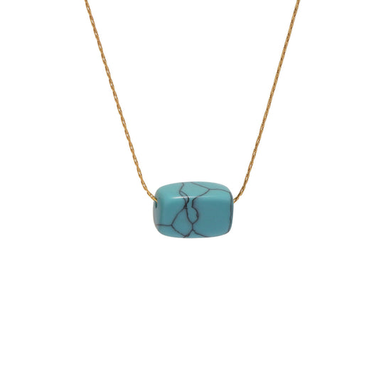 Planderful Turquoise Rectangular Pendant Necklace For Women