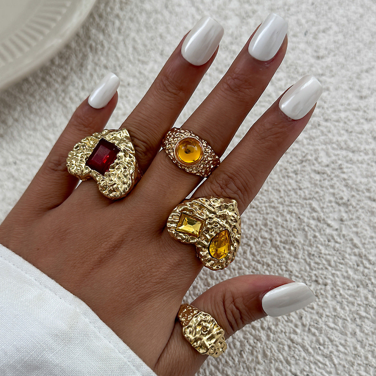 Planderful Vienna Verve Lava Love Ring For Women Geometric Zircon Statement Jewelry