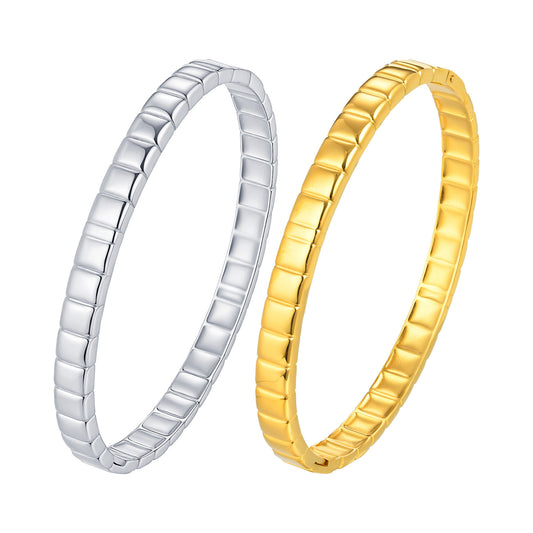 Stainless Steel Geometric Squares Open Bracelet Ladies