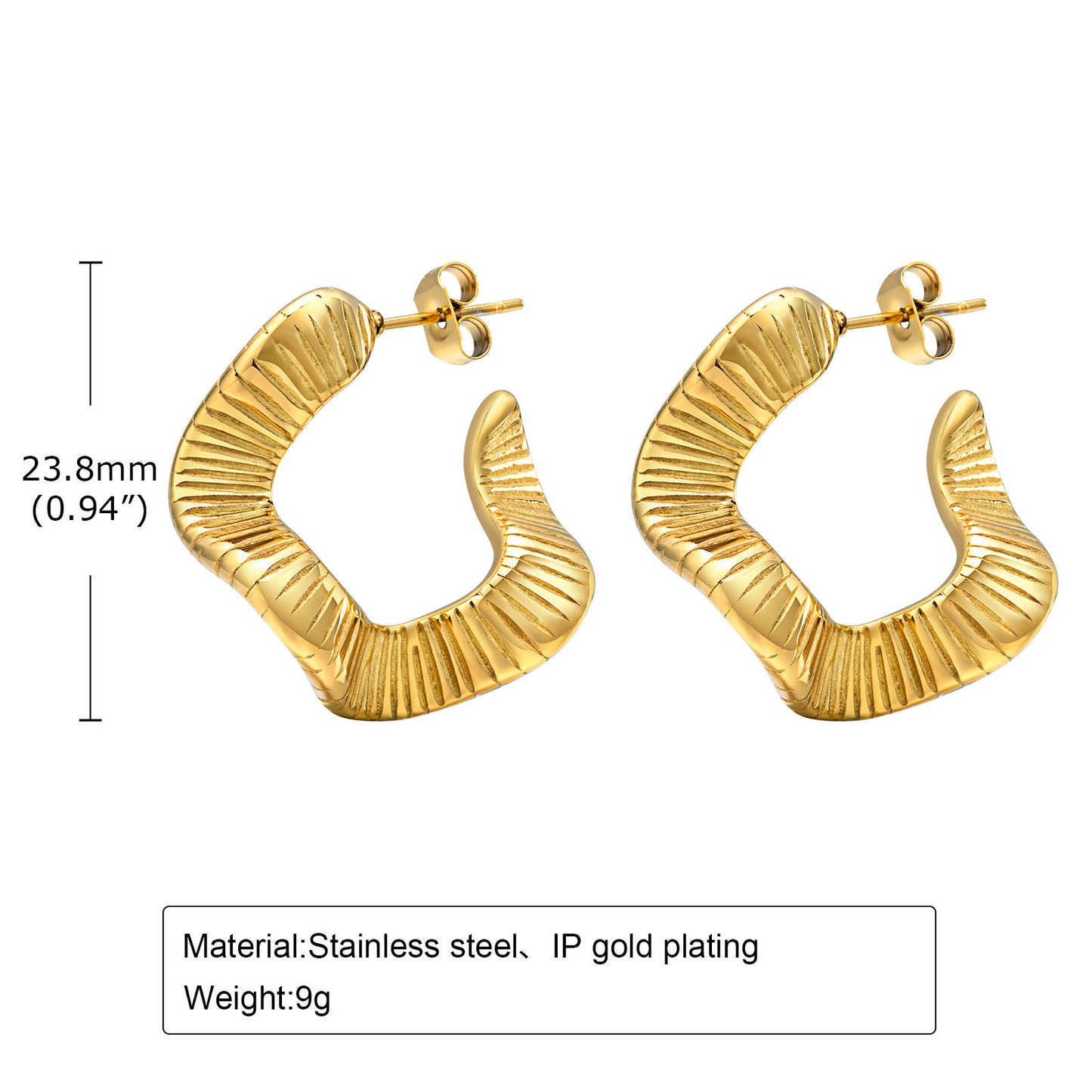 Wholesale Stainless Steel Women's Gold Twisted C Studs