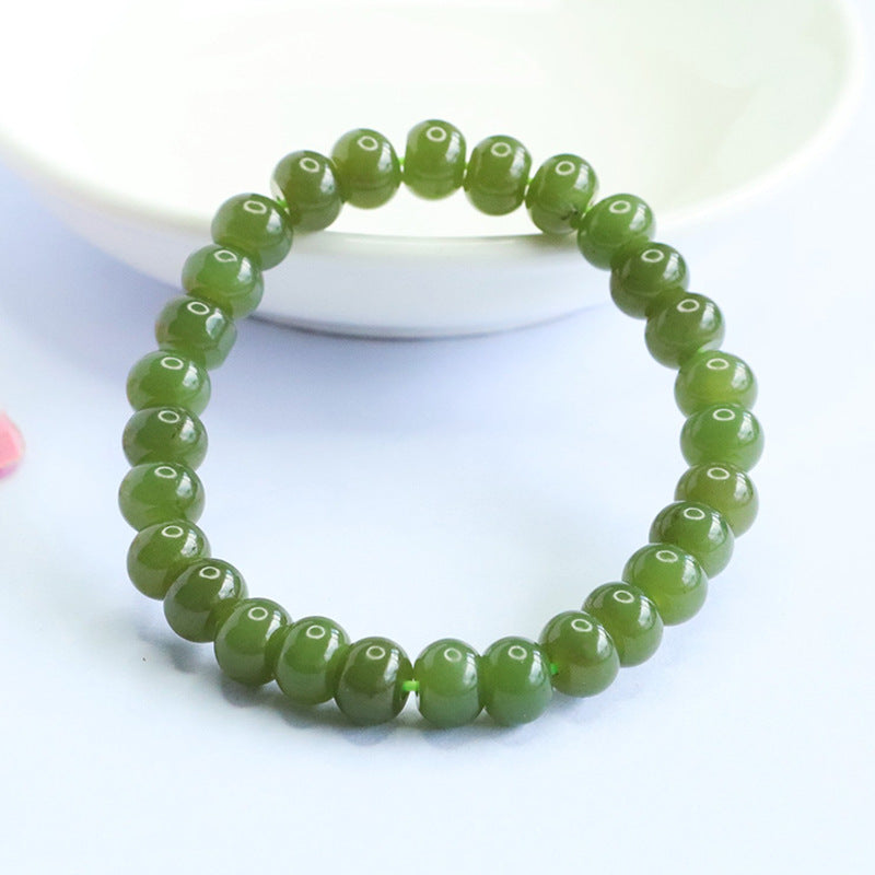 Qingshui Hetian Jade Abacus Bead Bracelet
