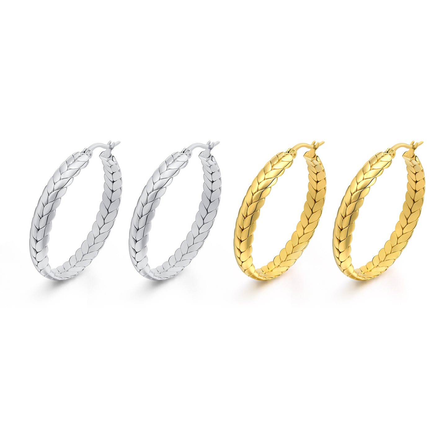 Stainless Steel Wheat Earrings Steel Color Gold Women's Fashion