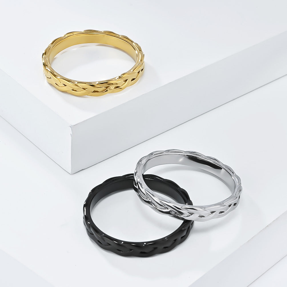 Planderful Titanium Steel Ring For Trendsetting Fashion Lovers Braided Chain Minimalist Luxury Jewelry Sizes 5 To 10