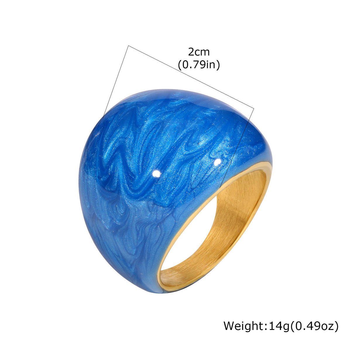 Stainless Steel Summer Ocean Wind Drip Oil Ring Irregular Design Curved Drip Light Blue