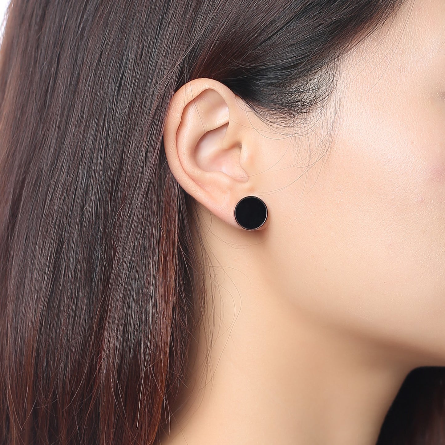 10MM Titanium Steel Acrylic Stud Earrings Rose Gold Fashion