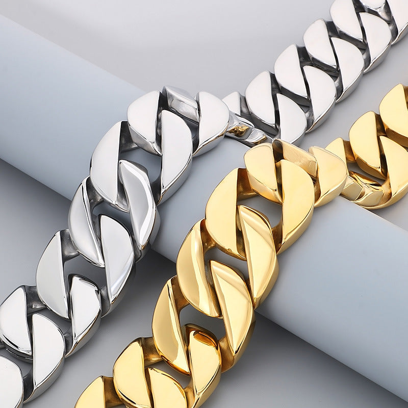 Planderful Cuban Chain Necklace 43mm Thick Unisex Glossy