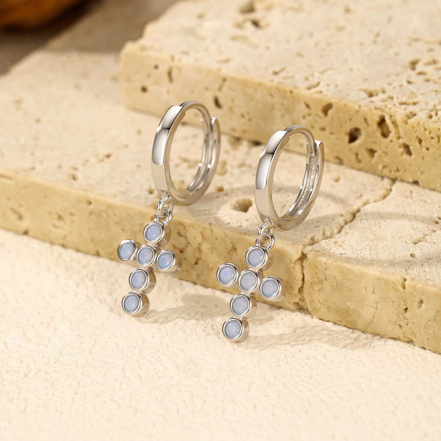 Planderful Everyday Genie Opal Design Cross Earrings – Elegant Fairy Style