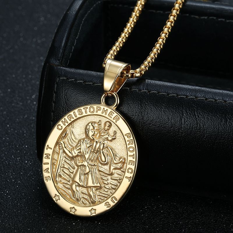 Planderful Everyday Genie St Christopher Necklace For Men Stainless Steel Non Fading Pendant