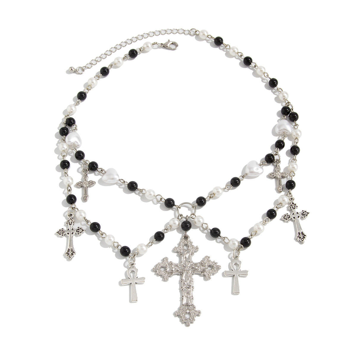 Gothic Cross Pearl-Style Choker