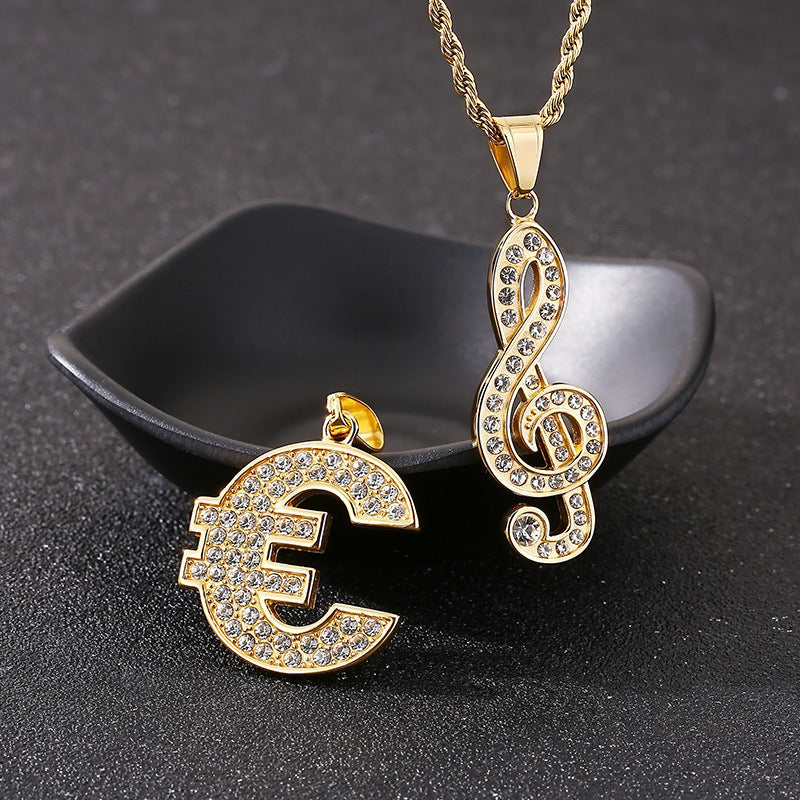 Planderful Music Note Pendant Trendy For Men Stainless Steel