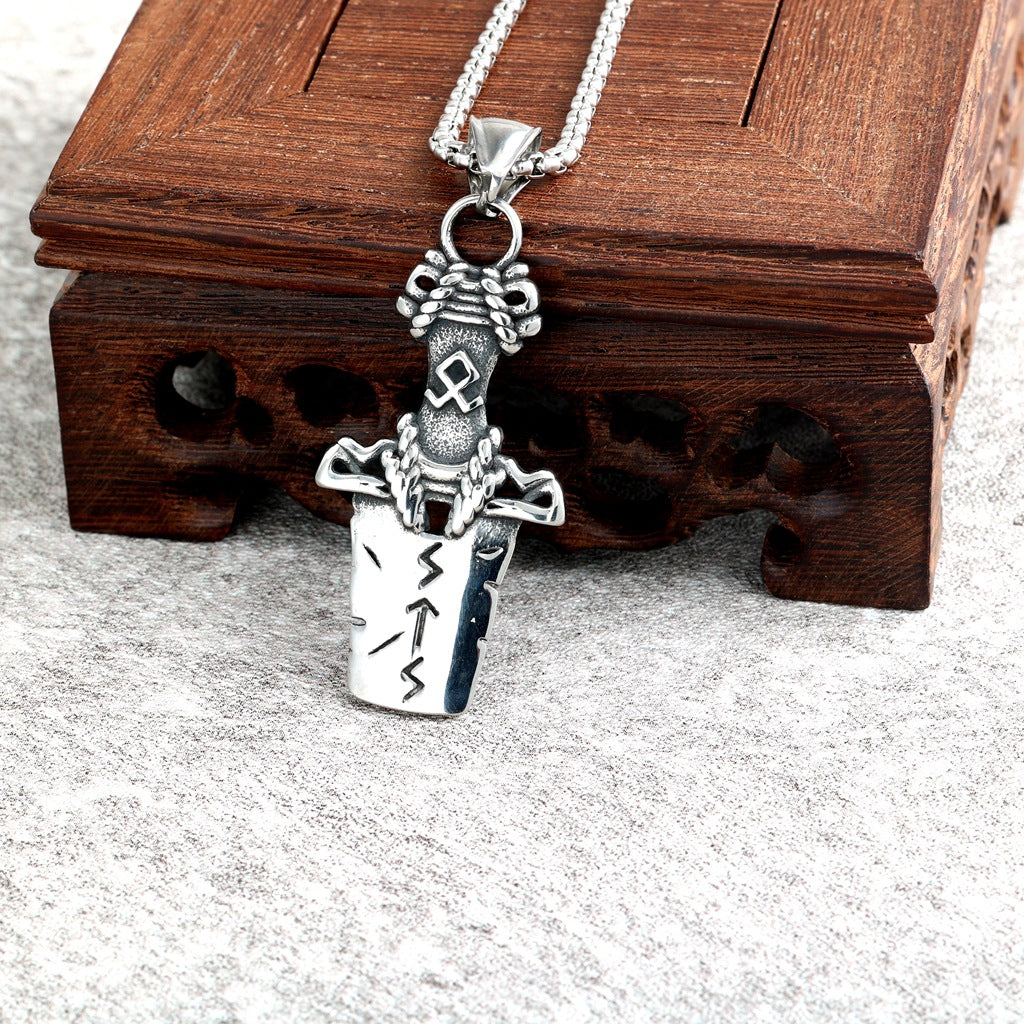 Viking Dagger Stainless Steel Pendant Necklace