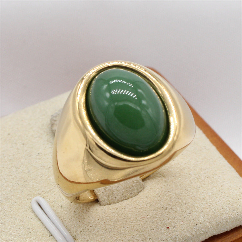 Planderful Titanium Steel Ring Unisex Retro Court Style Oval Design For Everyday Fashion Lovers