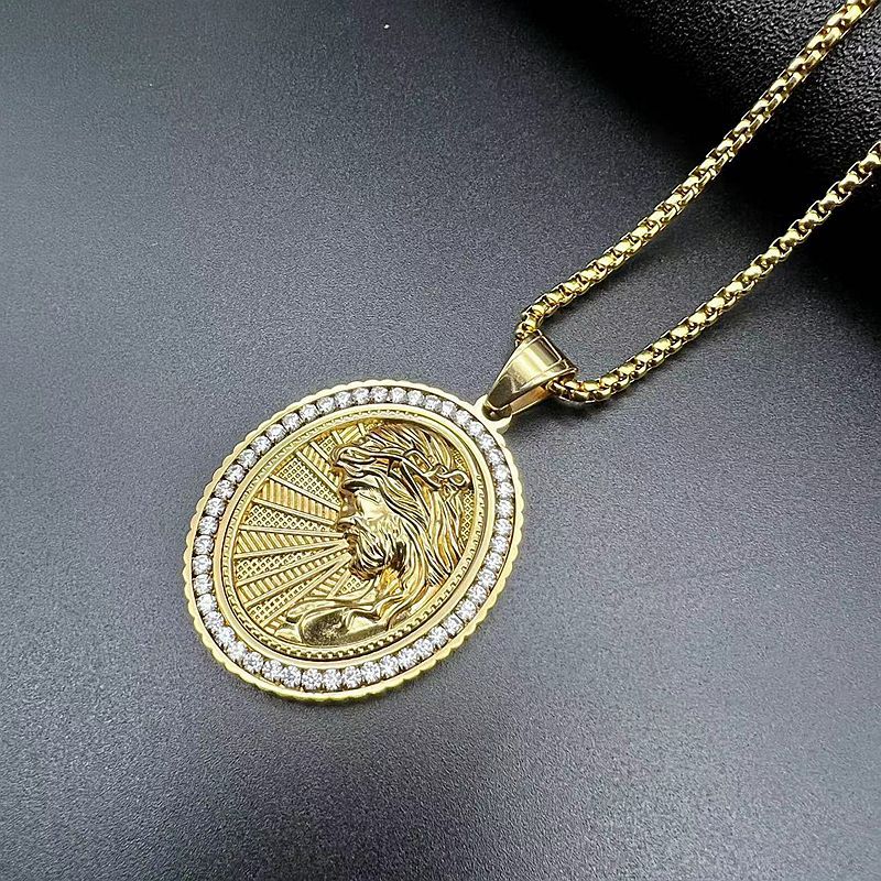 Steel Necklace – Statement Religious Figure Pendant