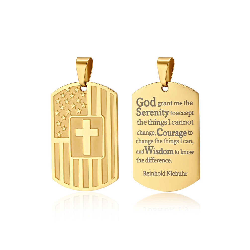 American Flag Cross Necklace - Elegant Military Pendant for Men