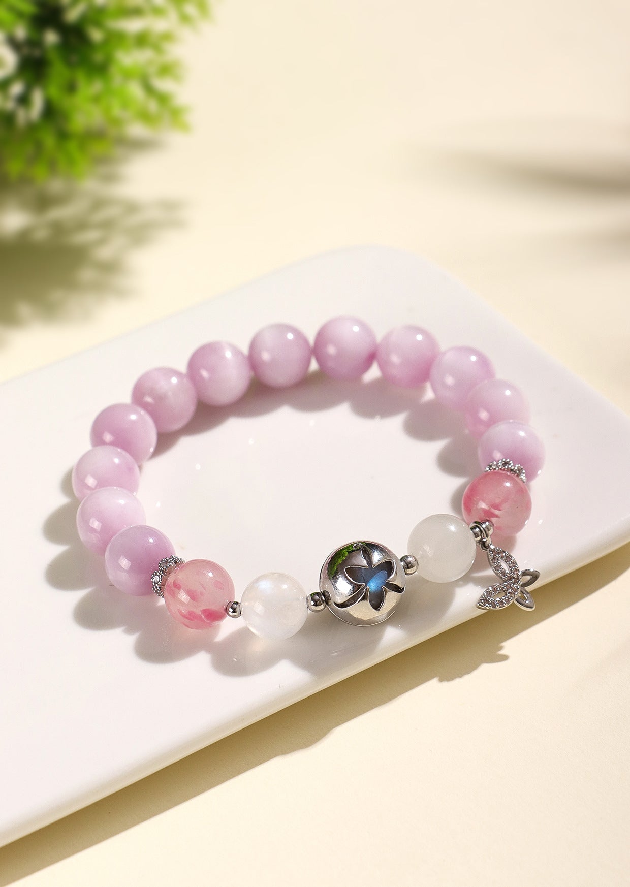 Planderful Fortune's Favor Bracelet – Elegant Pink Crystal and Amethyst Design