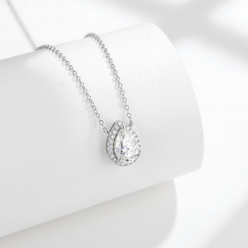 Moissanite Water Drop Pendant 2 Carat Sterling Silver S925 Necklace For Women Sparkling Everyday Wear Planderful Shop