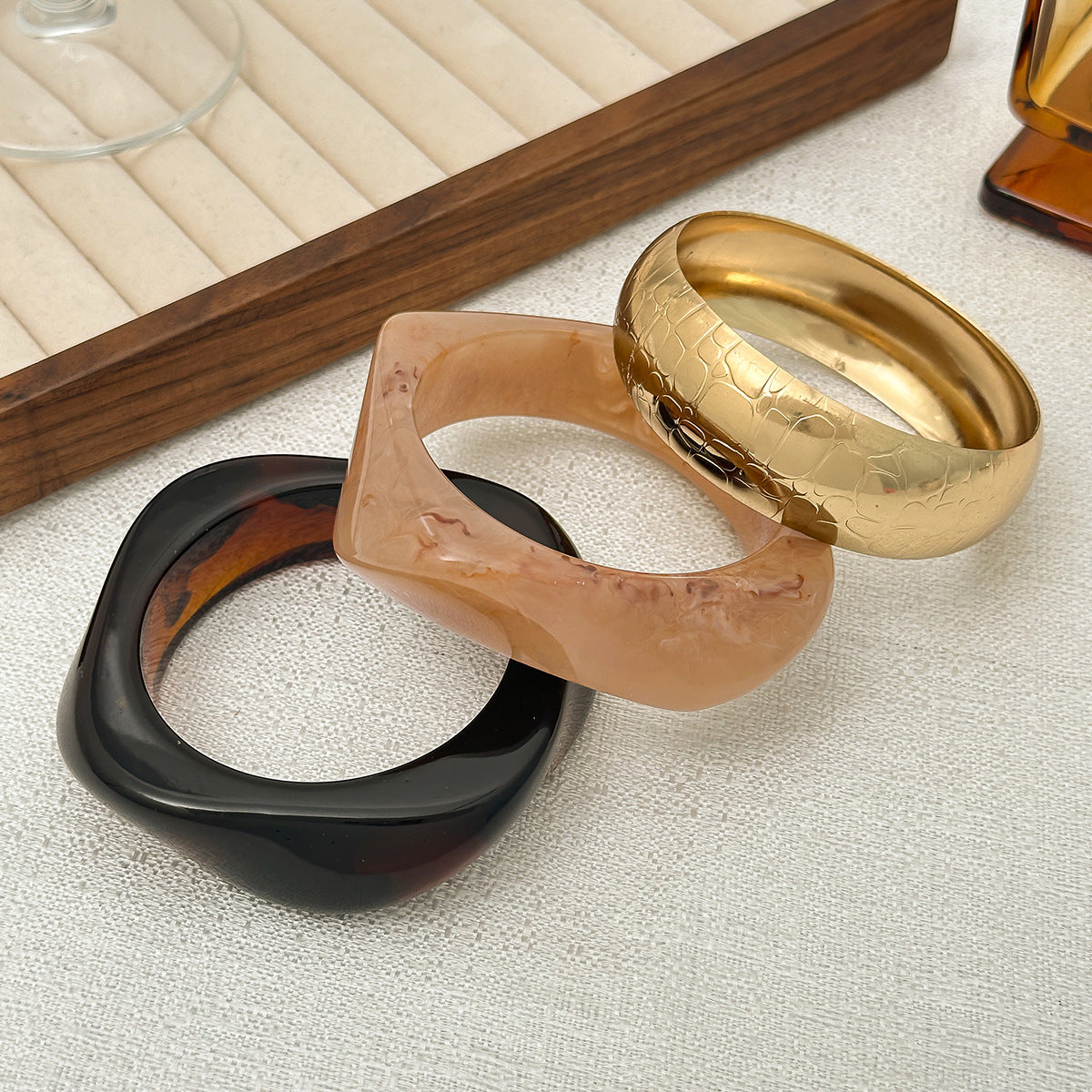 Stacked Smooth Bracelet Irregular Color Smudged Bracelet